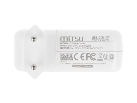 Zasilacz Mitsu 61W USB type C USB-C (white)