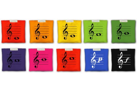 Woreczki gimnastyczne Akson ZESTAW NUTKI Z KLUCZEM WIOLINOWYM na pięciolinii 10 szt.