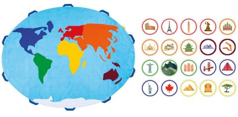 Zestaw Mata Edukacyjna Mapa Świata Zabytki 20 rzepów