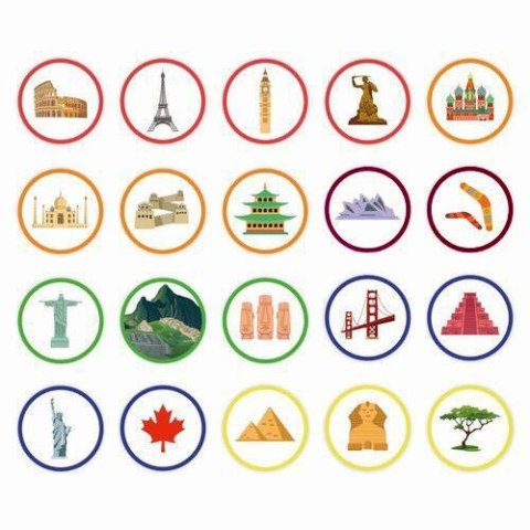 Zestaw Mata Edukacyjna Mapa Świata Zabytki 20 rzepów