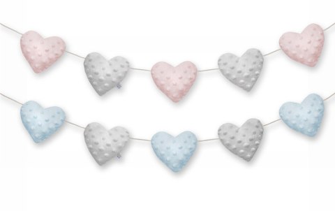 Dream Pillows girlanda pluszowa AKSON serca - RÓŻOWY