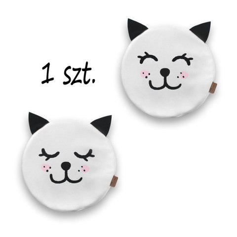 Poduszki białe ekoskóra KOTEK z uszkami 1 szt. 6 cm AKSON - Kotek - oczy w dół