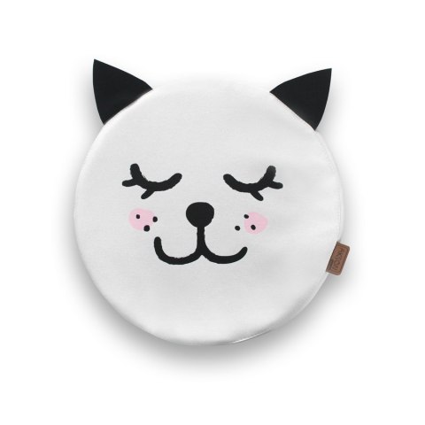 Poduszki białe ekoskóra KOTEK z uszkami 1 szt. 6 cm AKSON - Kotek - oczy w górę