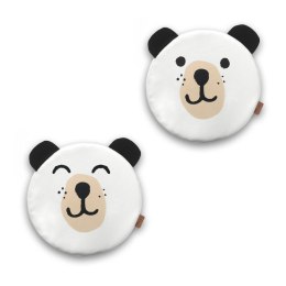 Poduszki białe ekoskóra MIŚ z uszkami 1 szt. 6 cm AKSON - Miś - otwarte oczy