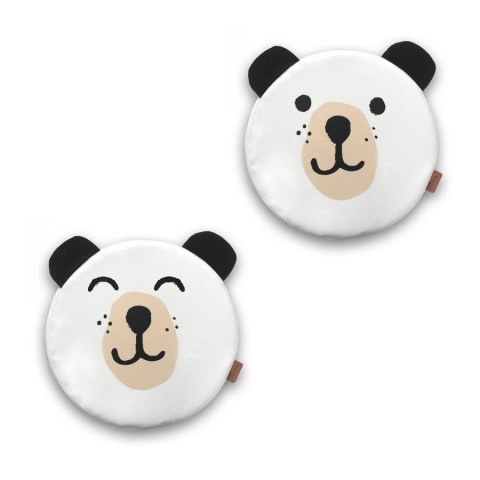 Poduszki białe ekoskóra MIŚ z uszkami 1 szt. 6 cm AKSON - Miś - zamknięte oczy