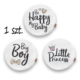 Poduszki białe ekoskóra NAPISY 1 szt. 6 cm AKSON - Kotek - Little Princess