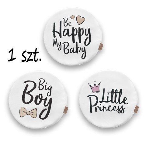 Poduszki białe ekoskóra NAPISY 1 szt. 6 cm AKSON - Miś - Be Happy