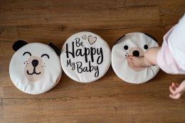 Poduszki białe ekoskóra NAPISY 1 szt. 6 cm AKSON - Miś - Be Happy