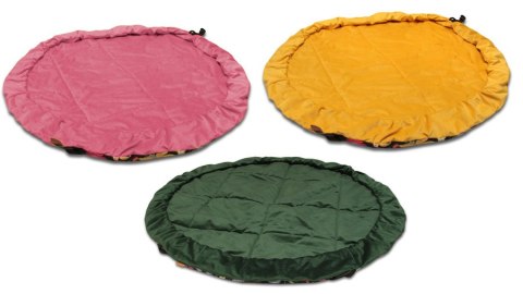 Worek mięciutka mata na zabawki 3w1 wzór KWIATY - RÓŻOWY