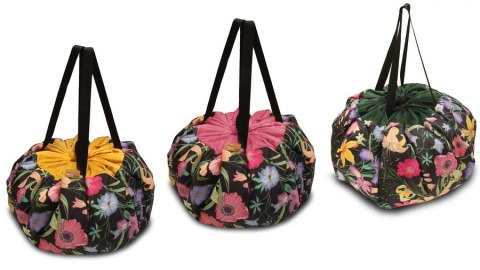 Worek mięciutka mata na zabawki 3w1 wzór KWIATY - ZIELONY