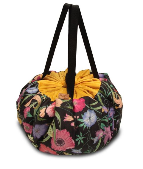 Worek mięciutka mata na zabawki 3w1 wzór KWIATY - ZIELONY