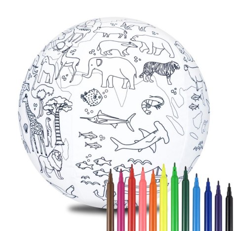 Piłka Balonowa Globus Kontynenty do kolorowania 30 cm