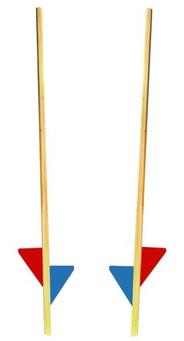 Szczudła drewniane cyrkowe dwustopniowe podwójne CZERWONO NIEBIESKIE 170 cm dla dzieci i dorosłych