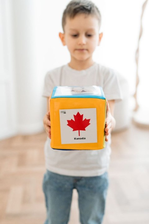 Zestaw Kostka Edukacyjna z kieszeniami + 78 kart zwierzęta PL