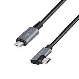 Kabel USB 2.0 LogiLink CU0184 USB-C - USB-C, M/M, kątowy, czarno/szary, 3m