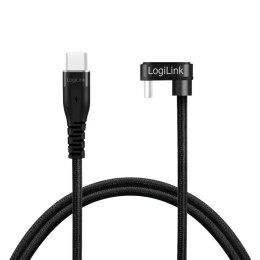 Kabel USB 2.0 LogiLink CU0190 USB-C - USB-C, M/M, kątowy, czarny, 1m