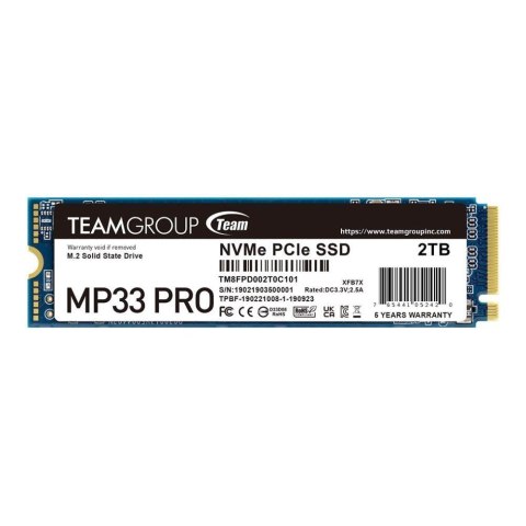Dysk SSD Team Group MP33 PRO 2TB M.2 2280 PCIe NVMe Gen3 x4 (3500/3000 MB/s)