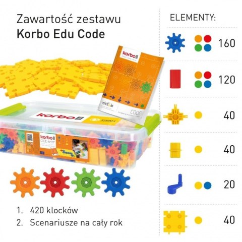 Zestaw Klocki Korbo EDU Code 420 el. + Książka z kartami pracy 83 x A4