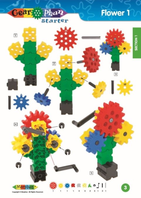 Zestaw klocków konstrukcyjnych Morphun Gearphun 500 el. + Instrukcje 60 str. A4