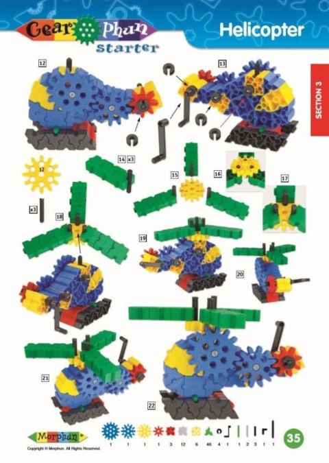 Zestaw klocków konstrukcyjnych Morphun Gearphun 500 el. + Instrukcje 60 str. A4