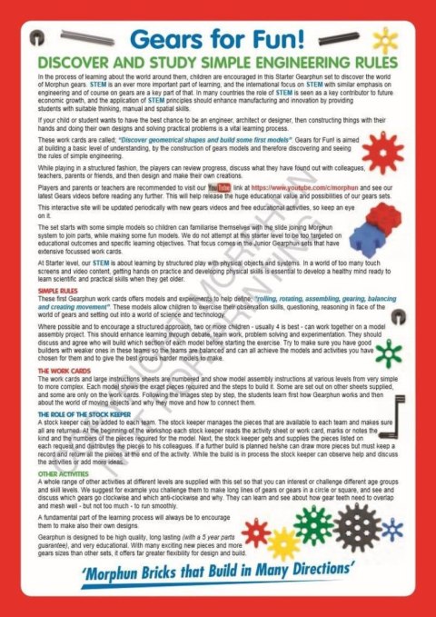 Zestaw klocków konstrukcyjnych Morphun Gearphun 500 el. + Instrukcje 60 str. A4