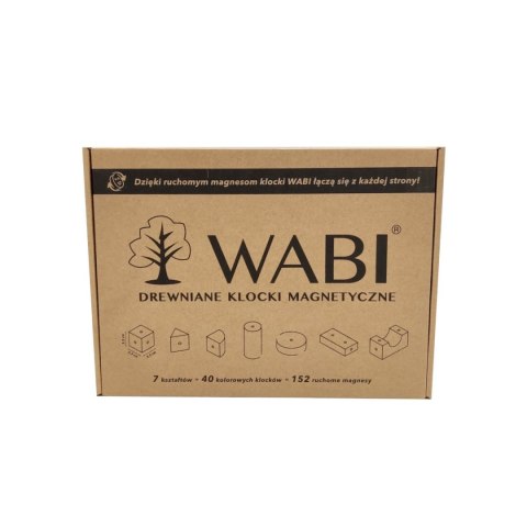 Drewniane klocki magnetyczne WABI 40 el. [152 ruchome magnesy]
