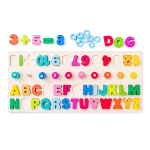 Tablica puzzle alfanumeryczne z literami i cyframi + znaki