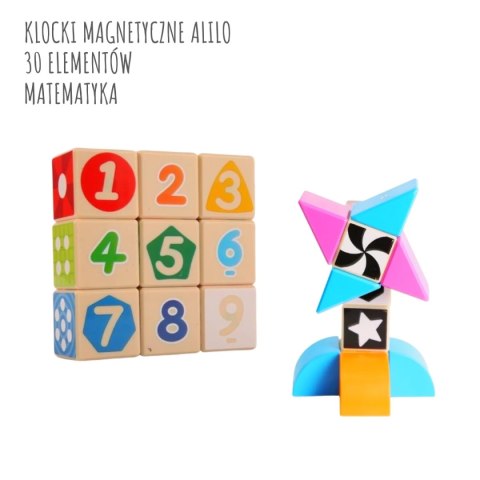 Klocki Magnetyczne Alilo - matematyka - 30 el.