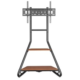 Uchwyt wolnostojący pod TV / narożny Maclean MC-455 w stylu bauhaus dwupoziomowe drewniane półki 40kg max 37-75''
