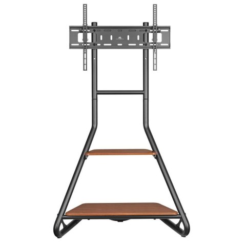 Uchwyt wolnostojący pod TV / narożny Maclean MC-455 w stylu bauhaus dwupoziomowe drewniane półki 40kg max 37-75''