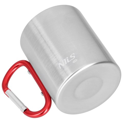 NC17110 KUBEK KEMPINGOWY Z KARABIŃCZYKIEM 300 ML STAL NIERDZEWNA CZERWONY NILS CAMP