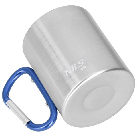 NC17110 KUBEK KEMPINGOWY Z KARABIŃCZYKIEM 300 ML STAL NIERDZEWNA NIEBIESKI NILS CAMP