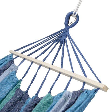 NC9004 NIEBIESKI-CIEMNONIEBIESKI HAMAK Z DREWNIANĄ BELKA 70CM I METALOWYM UCHWYTEM NILS CAMP