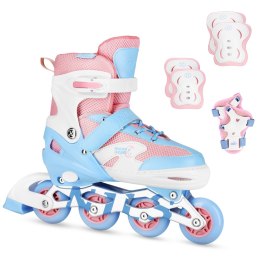 NA0189 ZESTAW LED ŁYŻWOROLKI OCHRANIACZE MOONBEAM BIAŁE ROZM. M(35-38) NILS EXTREME