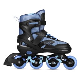 NA0189 ZESTAW LED ŁYŻWOROLKI OCHRANIACZE MOONBEAM NIEBIESKIE ROZM. M(35-38) NILS EXTREME