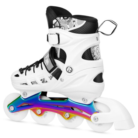 NH10905 4w1 ŁYŻWOROLKI LED BIAŁE Z WYM. PŁOZĄ HOKEJOWĄ RAINBOW ROZM. L(39-42) NILS EXTREME