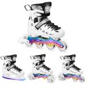 NH10905 4w1 ŁYŻWOROLKI LED BIAŁE Z WYM. PŁOZĄ HOKEJOWĄ RAINBOW ROZM. L(39-42) NILS EXTREME