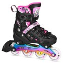 NH10905 4w1 ŁYŻWOROLKI LED RÓŻOWE Z WYM. PŁOZĄ HOKEJOWĄ RAINBOW ROZM. S(31-34) NILS EXTREME