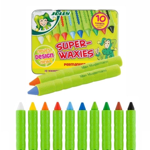 Jolly kredki świecowe niełamiące 10 szt. - w metalowym pudełku 3+