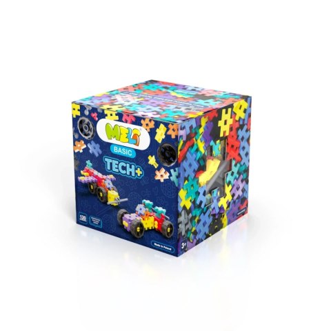 MELI Basic Tech+ 130 el.- klocki konstrukcyjne z kółkami i osiami