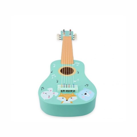 AdamToys - drewniana gitara - zwierzęta - 6 strun nylonowych 3+