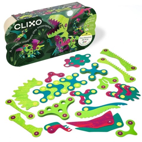 Dinozaury magnetyczne giętkie Clixo zestaw 22 el. dla dzieci 4+