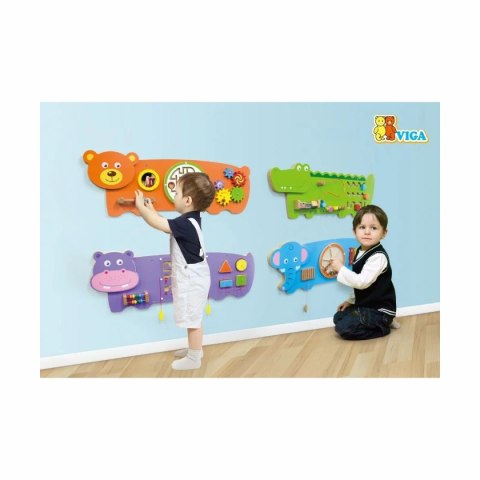 Duża tablica manipulacyjna Miś - drewniany panel sensoryczny 12m+