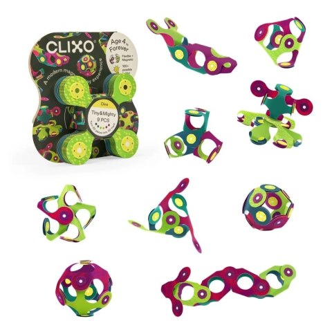 Elastyczne klocki magnetyczne Clixo Dino 9 el. - 4+