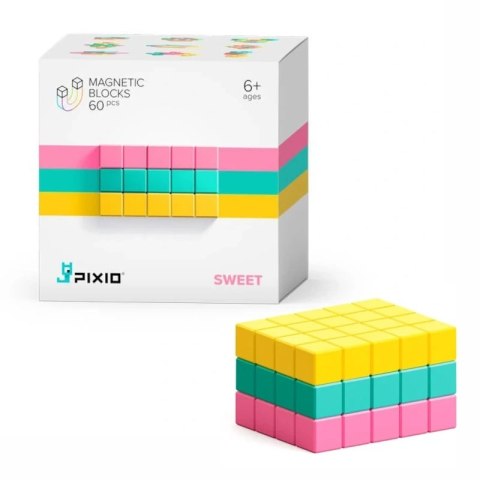 Pixio Sweet 60 klocki magnetyczne żółte różowe turkusowe 6+