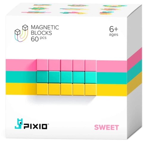 Pixio Sweet 60 klocki magnetyczne żółte różowe turkusowe 6+