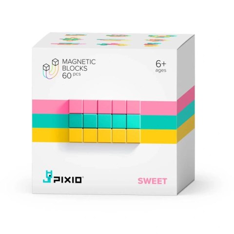 Pixio Sweet 60 klocki magnetyczne żółte różowe turkusowe 6+