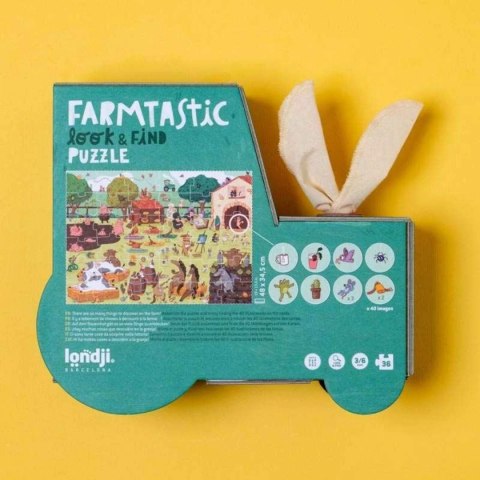 Puzzle Farmtastic traktorek 36 elem. gra szukaj-znajdź - Londji 3+