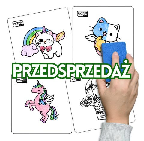 Karty suchościeralne do zabaw JEDNOROŻCE zestaw 20 szt.