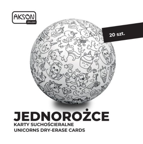 Karty suchościeralne do zabaw JEDNOROŻCE zestaw 20 szt.